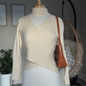 ASTR The Label Mock Neck Cross Front Sweater Size S | NWOT